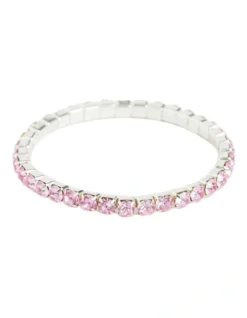 Diamante Stretch Bracelet In Pink