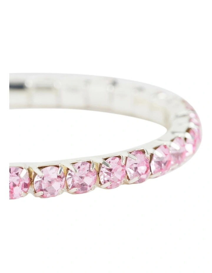 Diamante Stretch Bracelet In Pink 3 Diamante Stretch Bracelet In Pink - Image 3