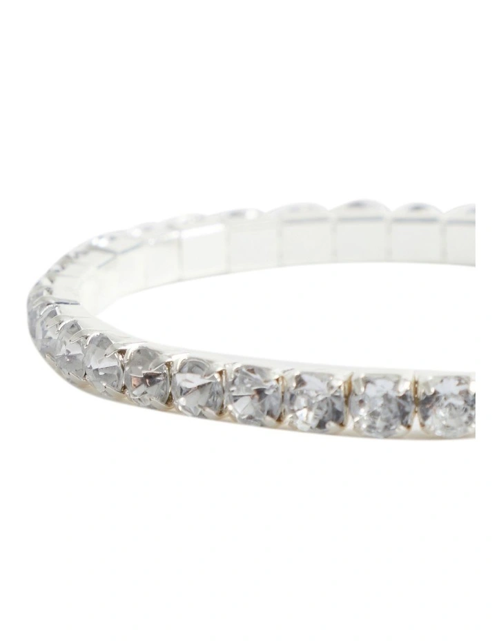 Diamante Stretch Bracelet In Clear 2 Diamante Stretch Bracelet In Clear - Image 2