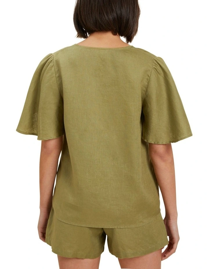 Core Linen Flutter Sleeve Top 3 Core Linen Flutter Sleeve Top - Image 3