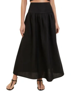 Core Linen Gathered Maxi Skirt