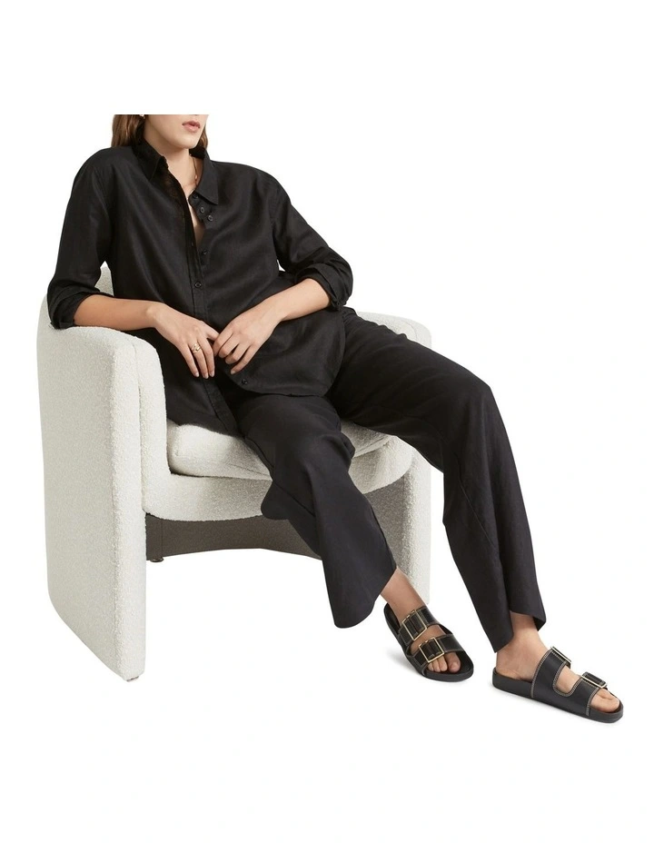 Core Linen Boyfriend Shirt In Black 3 Core Linen Boyfriend Shirt In Black - Image 3