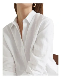 Core Linen Boyfriend Shirt In White -Heritage 911955610 911914480 3 720x928