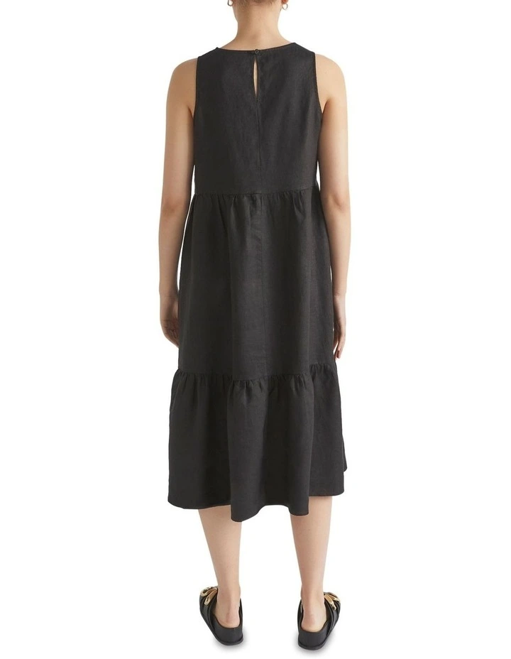 Core Linen Midi Dress In Black 4 Core Linen Midi Dress In Black - Image 4
