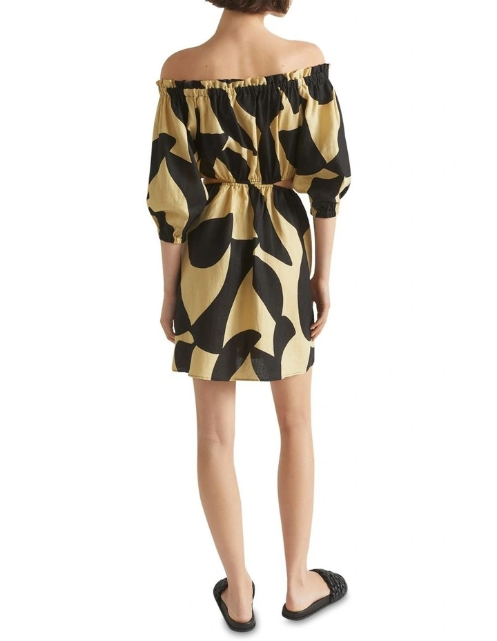Abstract Off Shoulder Cut Out Dress In Multi 4 Abstract Off Shoulder Cut Out Dress In Multi - Image 4
