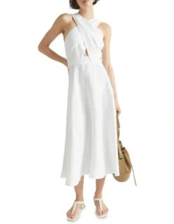 Linen Halter Midi Dress