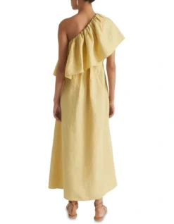 Linen One Shoulder Maxi Dress In Shortbread -Heritage 928613080 928603810 4 720x928