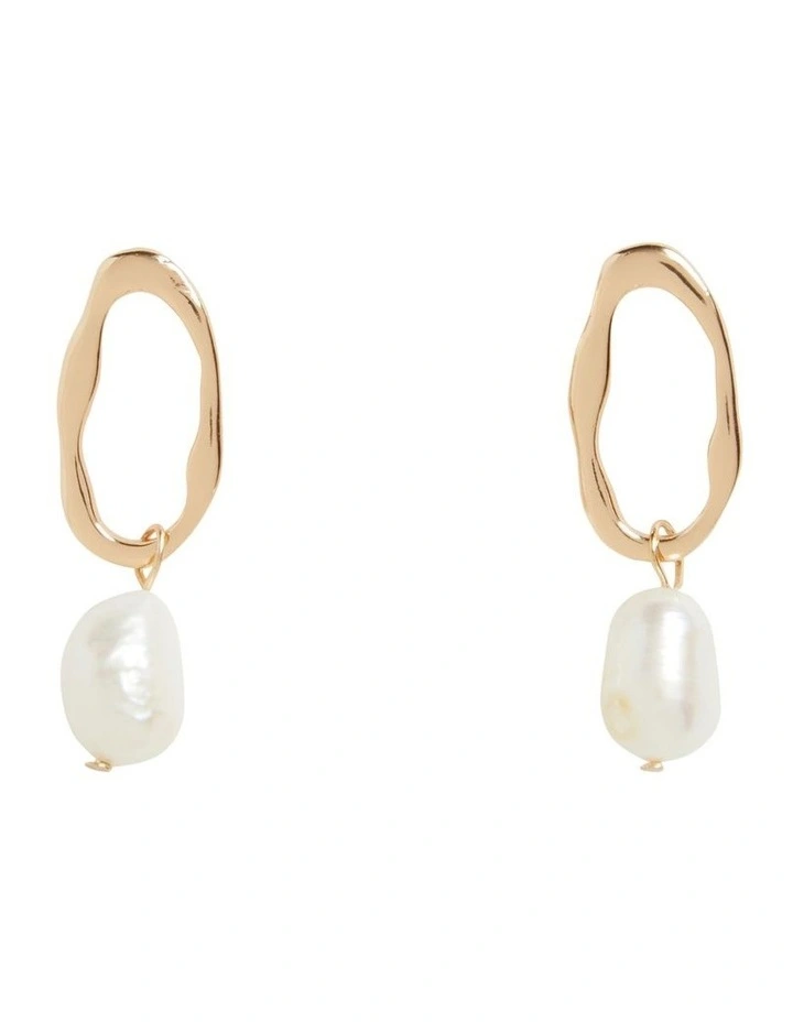 Organic Pearl Stud Earrings In Gold 1 Organic Pearl Stud Earrings In Gold