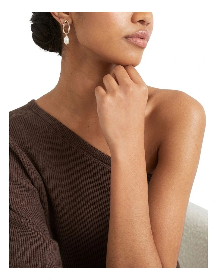 Organic Pearl Stud Earrings In Gold 2 Organic Pearl Stud Earrings In Gold - Image 2