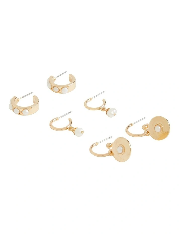 3 Pack Pearl Earrings 2 3 Pack Pearl Earrings - Image 2