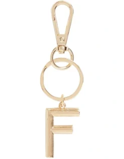 Initial "F" Keyring In Gold