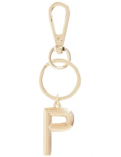 Initial "P" Keyring In Gold
