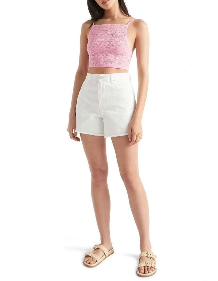 Shirred Jersey Crop In Soft Orchid 1 Shirred Jersey Crop In Soft Orchid