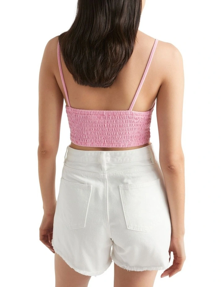 Shirred Jersey Crop In Soft Orchid 4 Shirred Jersey Crop In Soft Orchid - Image 4