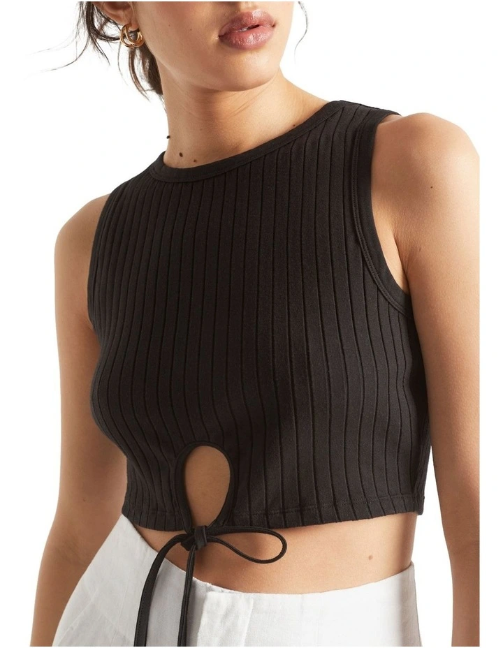 Keyhole Tie Tank In Black 2 Keyhole Tie Tank In Black - Image 2