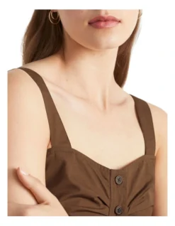 Poplin Button Through Top In Brown 6 Poplin Button Through Top In Brown -Heritage 937924750 3 720x928