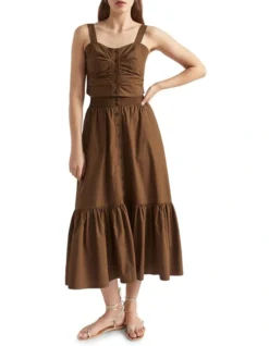 Poplin Button Through Top In Brown 7 Poplin Button Through Top In Brown -Heritage 937924750 4 720x928