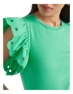 Heritage 10 Broderie Detail Sleeve Tee