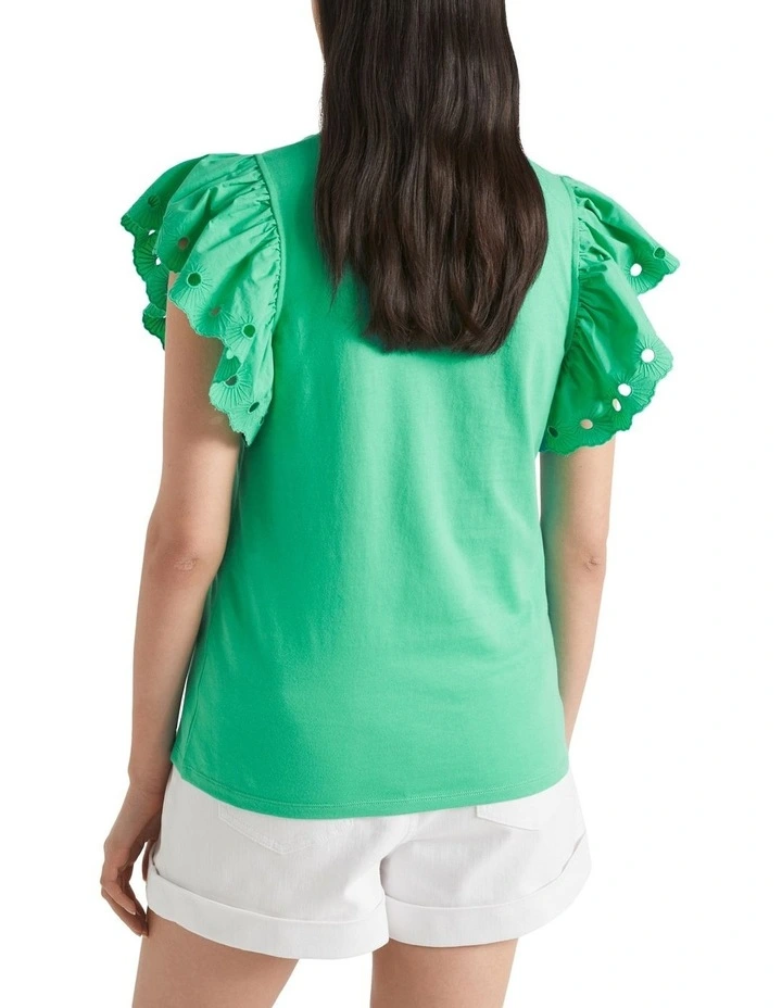 Broderie Detail Sleeve Tee 2 Broderie Detail Sleeve Tee - Image 2