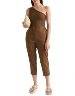 One Shoulder Rib Top In Brown -Heritage 937925470 937911070 4 720x928