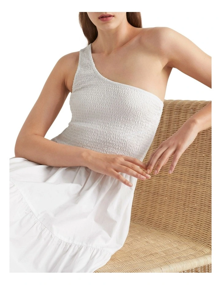 Poplin Shirred One Shoulder Maxi Dress 1 Poplin Shirred One Shoulder Maxi Dress