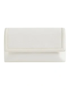 Textured Fold Over Clutch In Bone