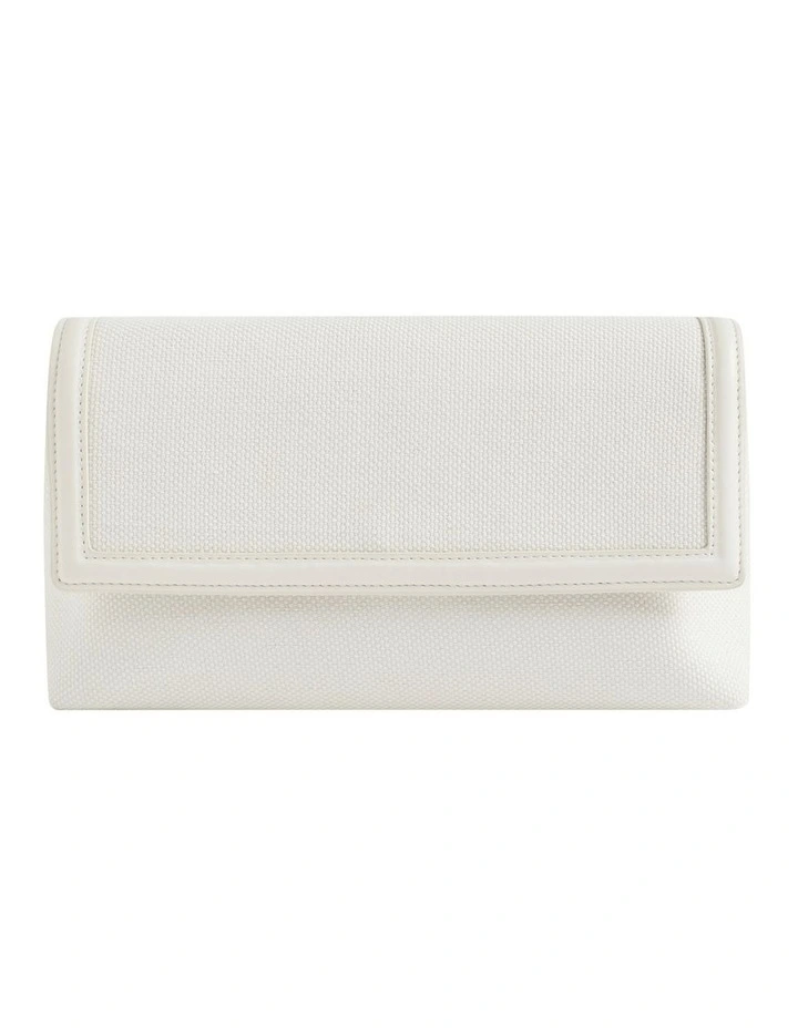 Textured Fold Over Clutch In Bone 1 Textured Fold Over Clutch In Bone