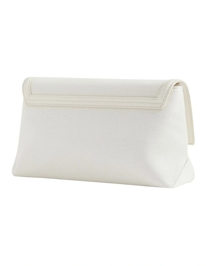 Textured Fold Over Clutch In Bone 3 Textured Fold Over Clutch In Bone - Image 3
