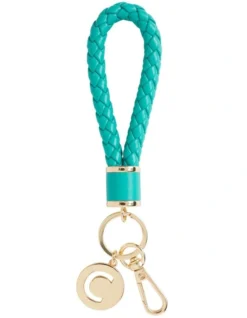 Braided Initial "C" Keyring In Gold