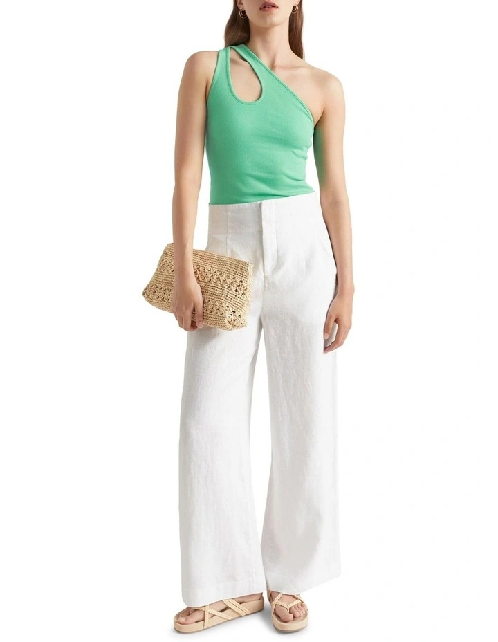 One Shoulder Cut Out Tank In Jade Green 1 One Shoulder Cut Out Tank In Jade Green