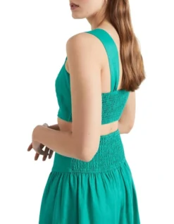 Linen Twist Front Crop Top In Green -Heritage 939763360 939750670 4 720x928