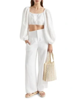 Linen Pintuck Detail Top