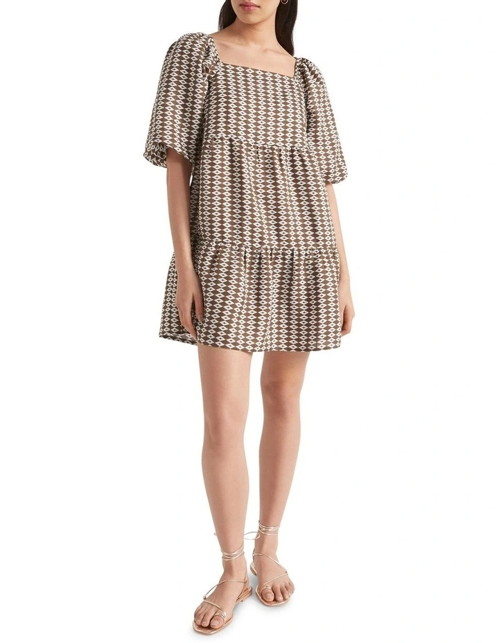 Linen Geo Mini Dress 2 Linen Geo Mini Dress - Image 2