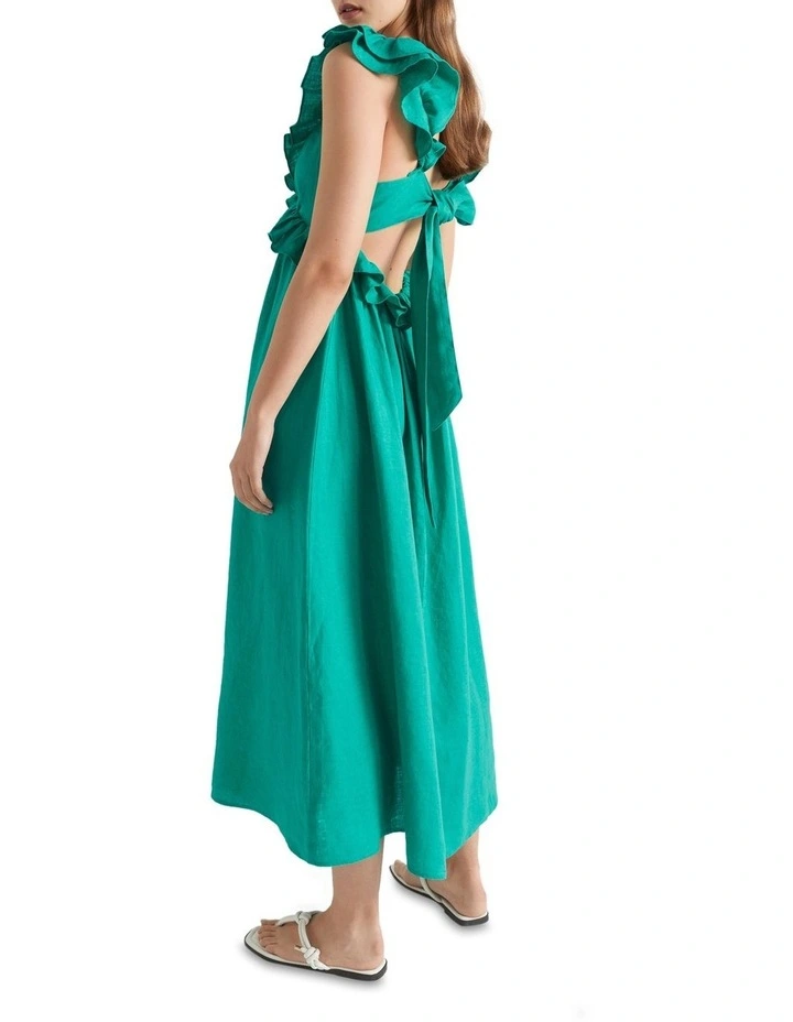 Linen Frill Detail Maxi Dress 4 Linen Frill Detail Maxi Dress - Image 4