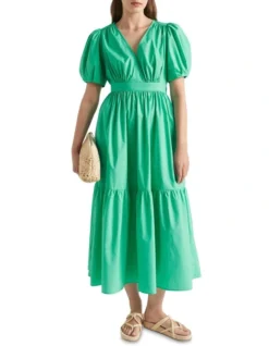 Poplin Waisted Maxi Dress