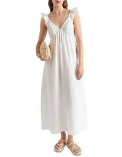 Cheesecloth Frill Detail Maxi Dress
