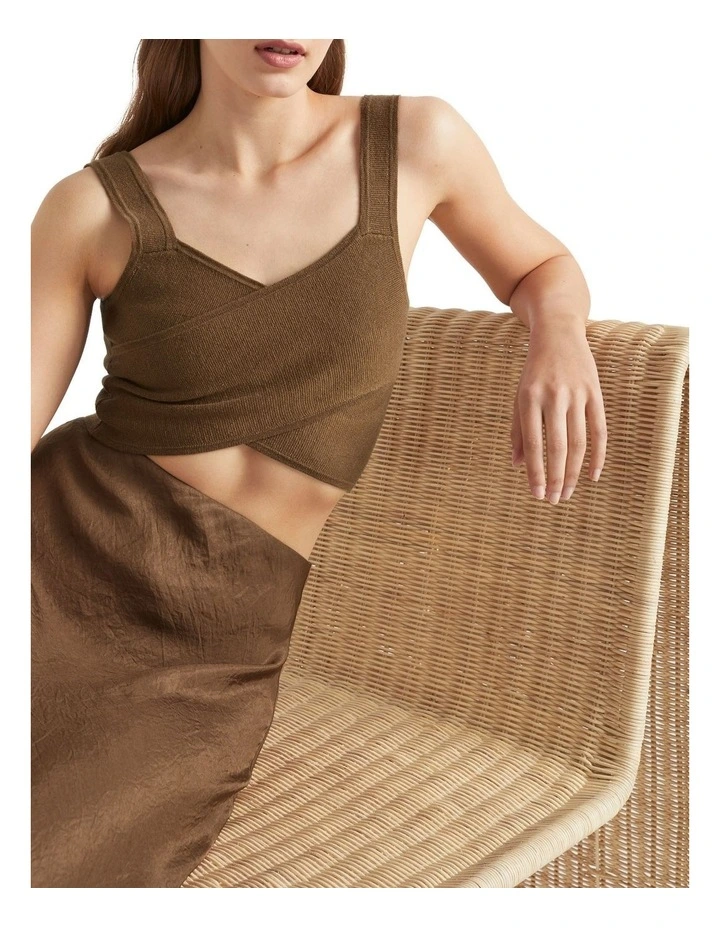 Cross Front Knit Top In Brown 2 Cross Front Knit Top In Brown - Image 2