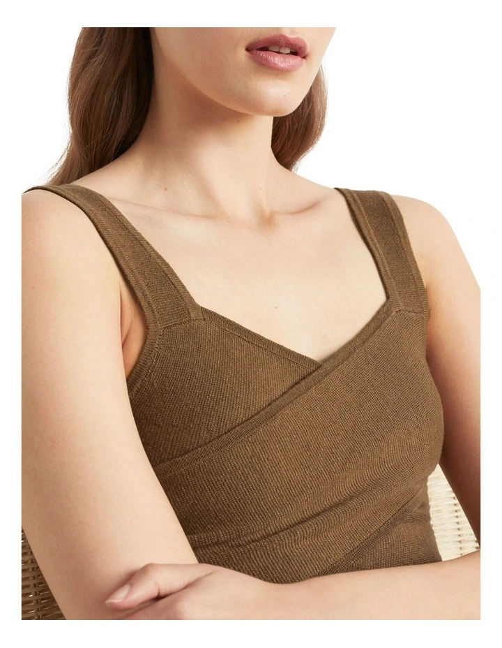 Cross Front Knit Top In Brown 3 Cross Front Knit Top In Brown - Image 3