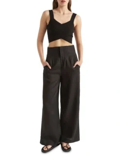 Cross Front Knit Top In Black