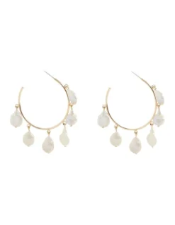 Pearl Embellished Hoop In Gold