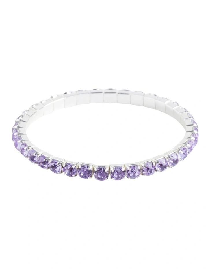 Diamante Stretch Bracelet In Purple 1 Diamante Stretch Bracelet In Purple