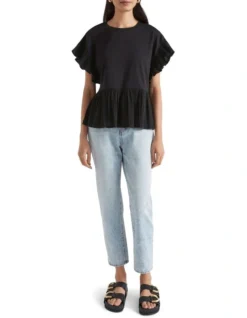 Textured Trim Flutter Tee