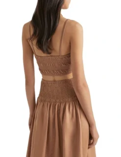 Shirred Detail Crop In Brown -Heritage 943326280 4 720x928