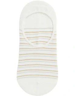 Mini Stripe No Show Sock In White
