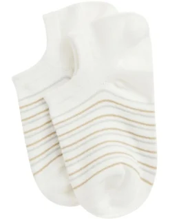 Mini Stripe Sneaker Sock In White