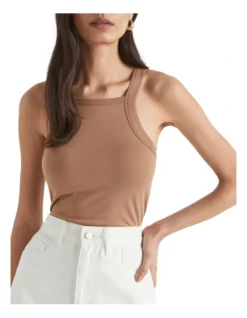 Cut Away Tank In Auburn Brown Retro