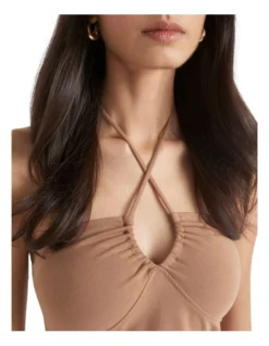 Halter Neck Tie Top In Auburn Brown 6 Halter Neck Tie Top In Auburn Brown -Heritage 945553600 3 720x928