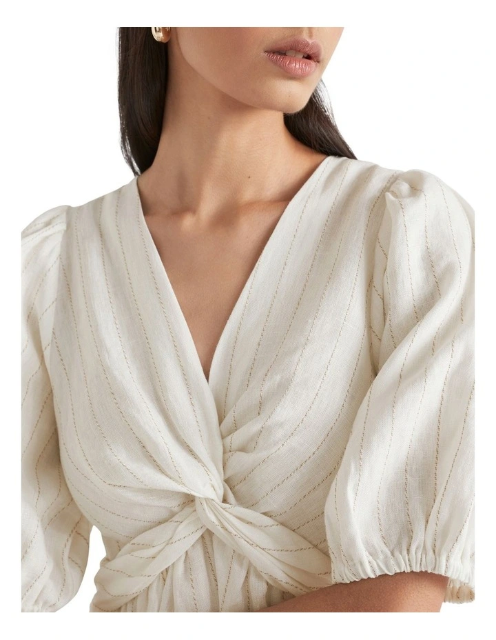 Linen Stripe Twist Front Maxi Dress 3 Linen Stripe Twist Front Maxi Dress - Image 3