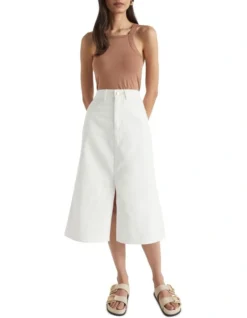 Cotton Flared Midi Skirt