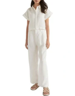 Linen Stripe Pleat Pant